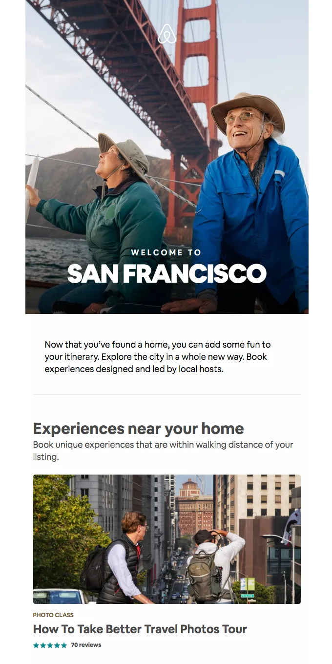 Personalized email example: Airbnb