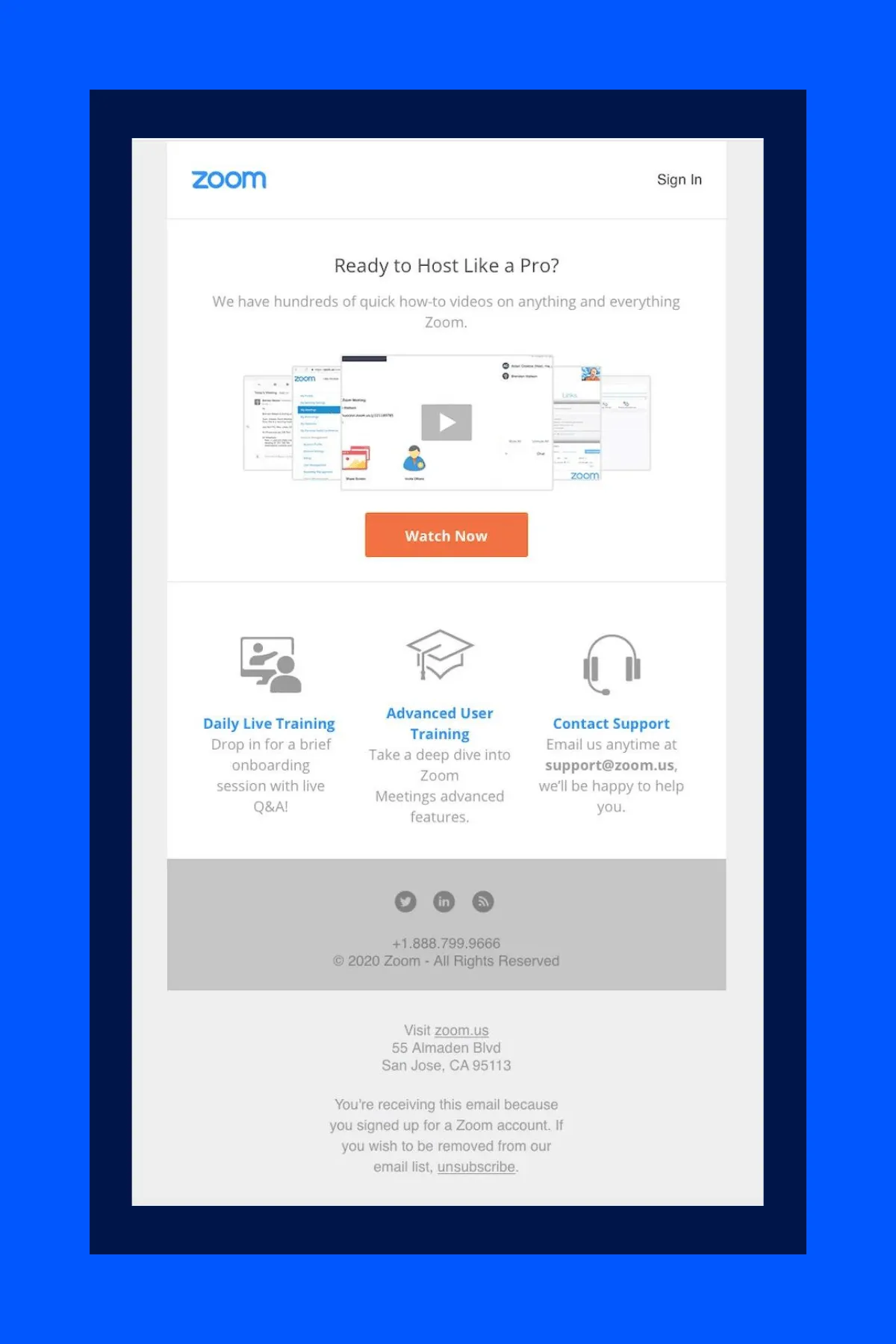 Zoom promotional email