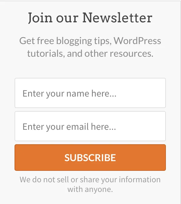 opt in form screenshot