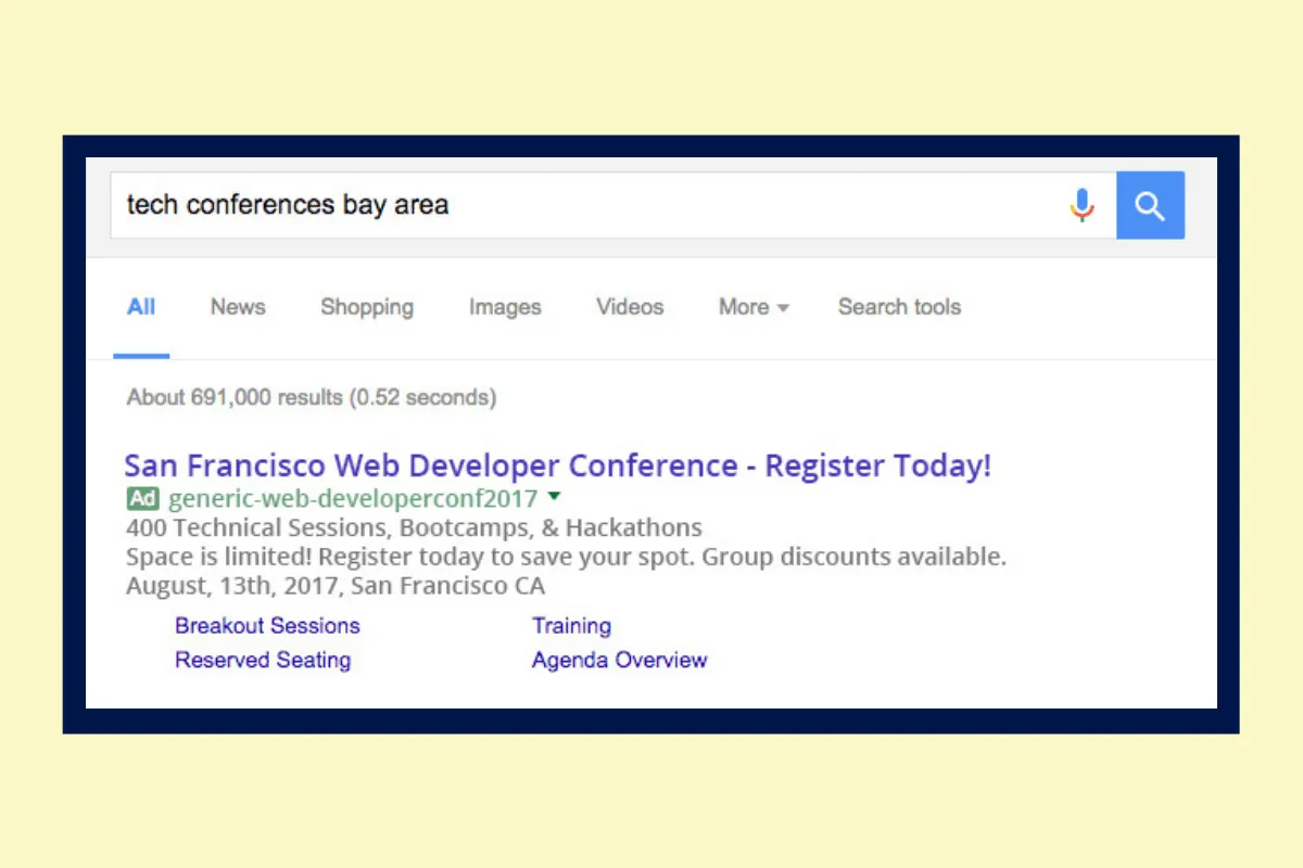 Search engine marketing example
