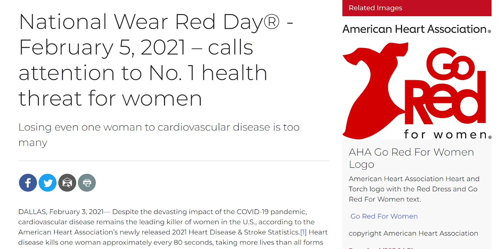 National Wear Red Day: February newsletter idea