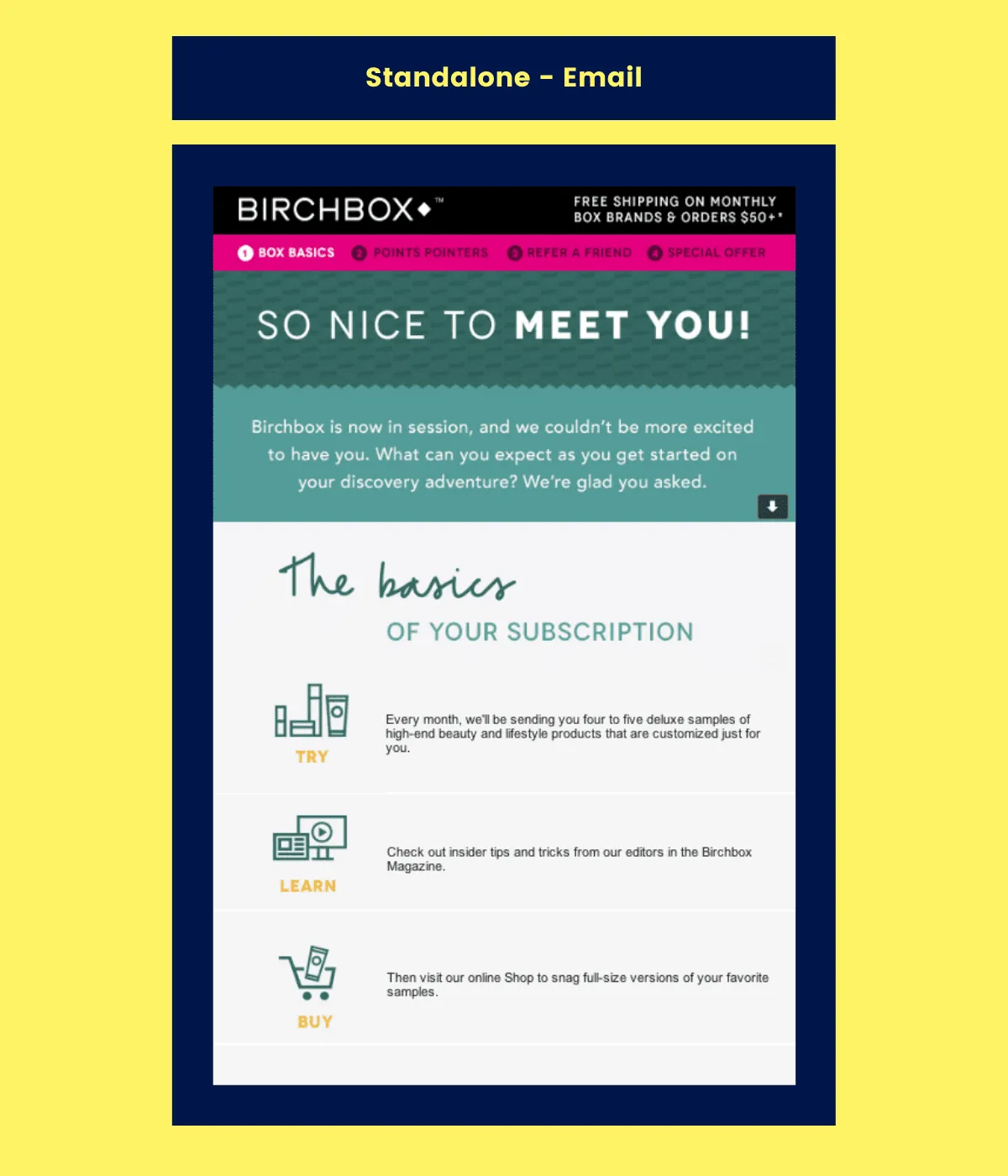 A standalone email by BirchBox