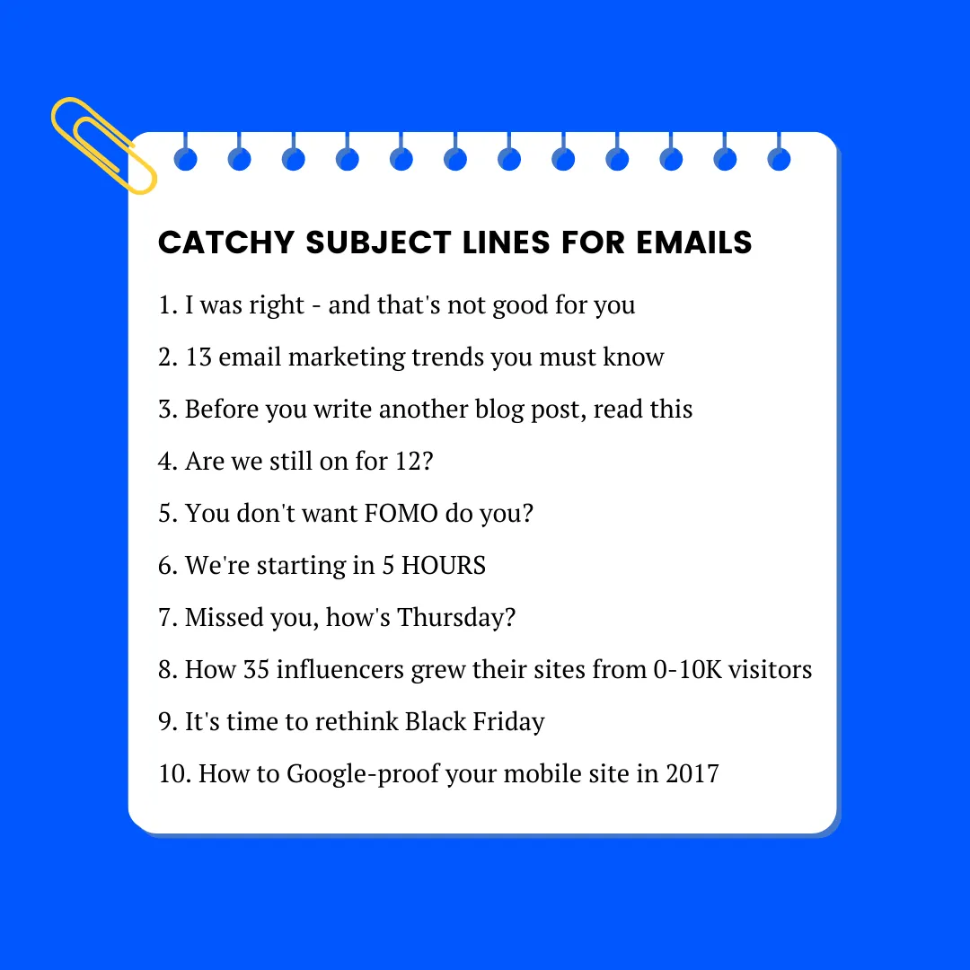 catchy subject lines for emails increase open rates