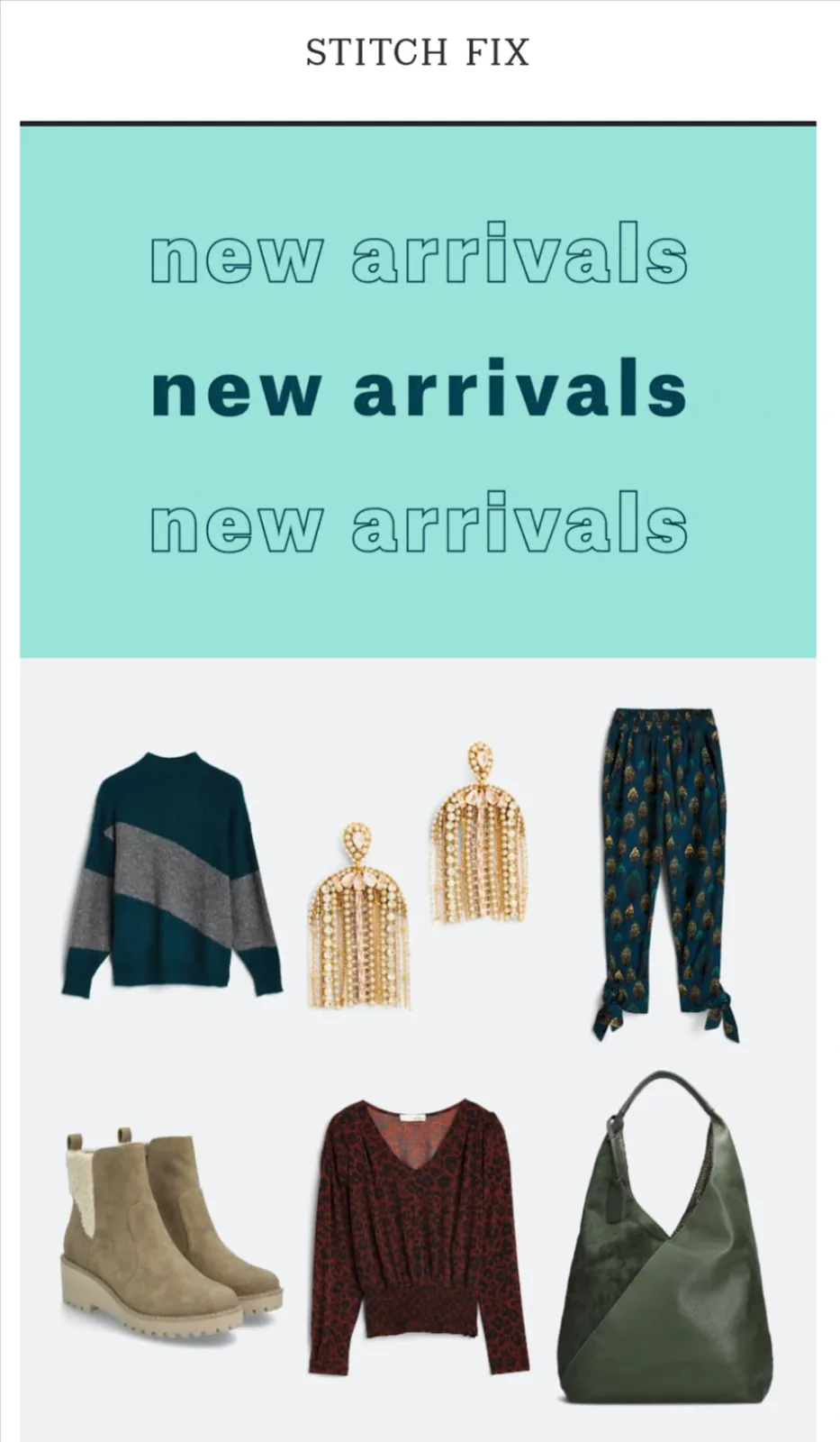 Create a visuall appealing email format example: Stitch fix