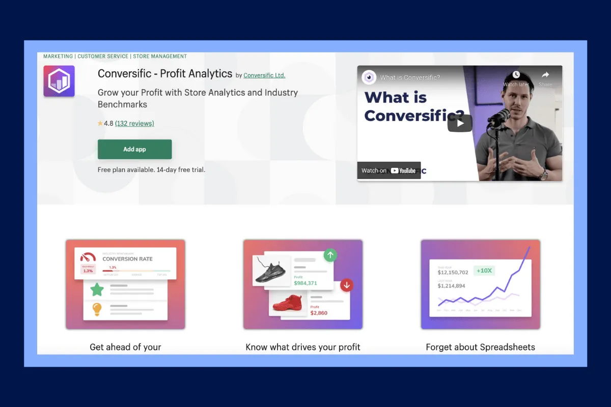 Conversific Store Analytics Shopify App