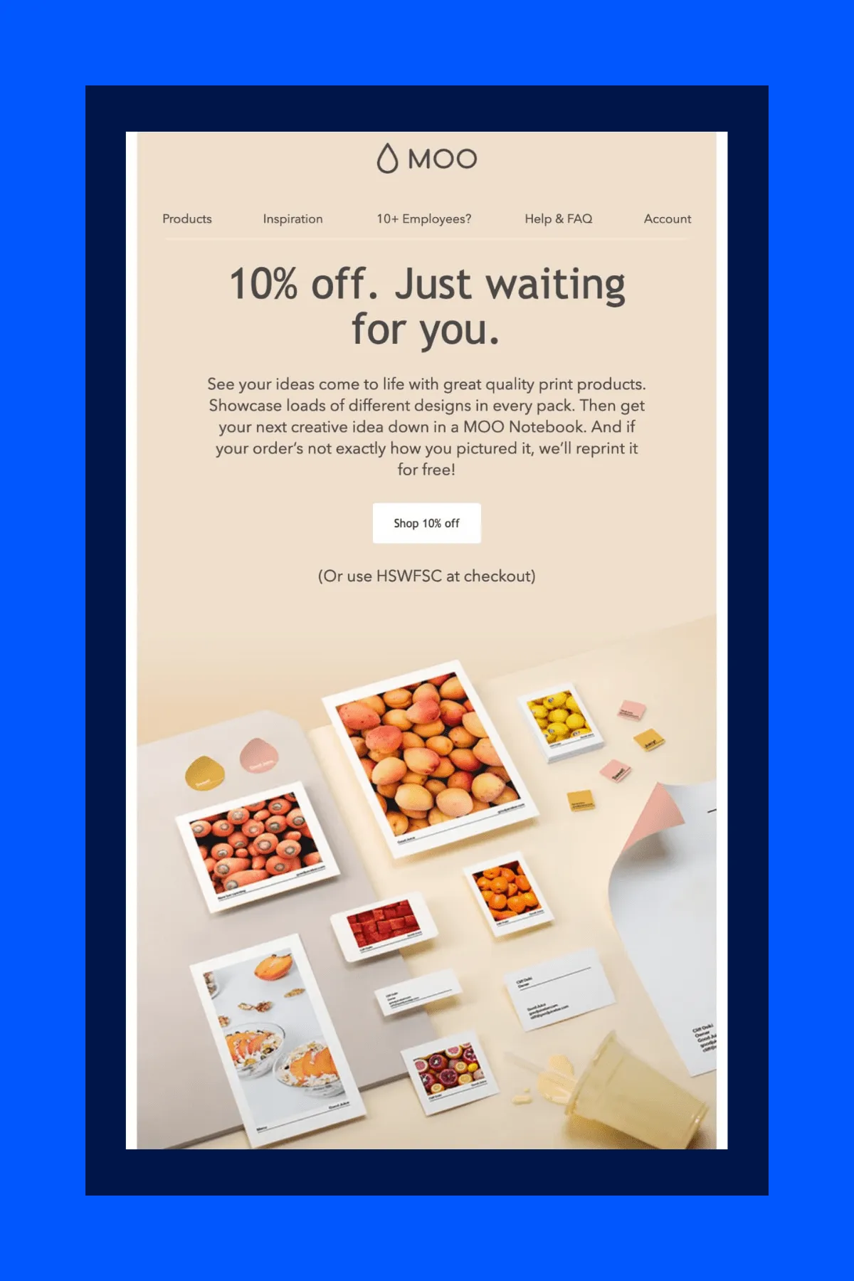 Moo promotional email