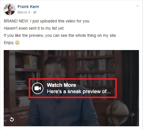 Facebook page using video