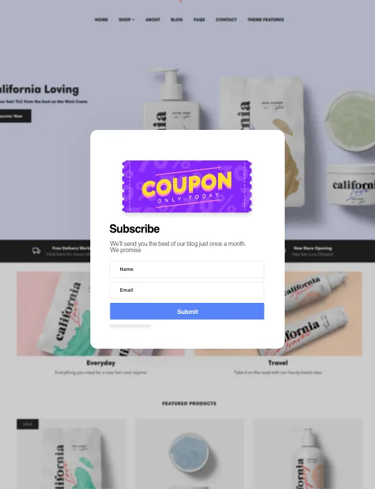 coupon subscription pop up