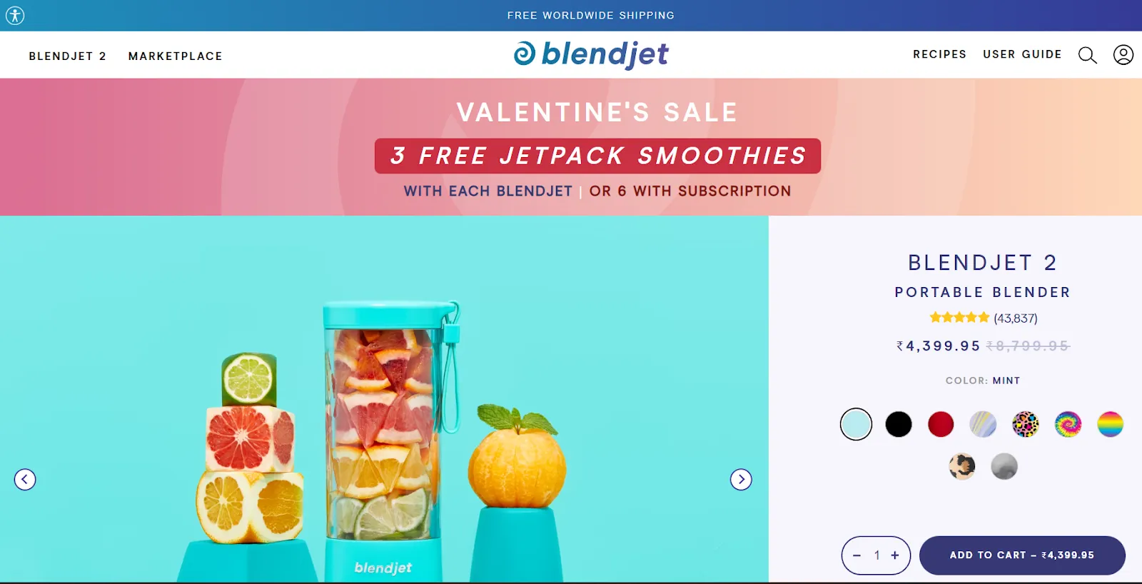 Product landing page example: Blendjet