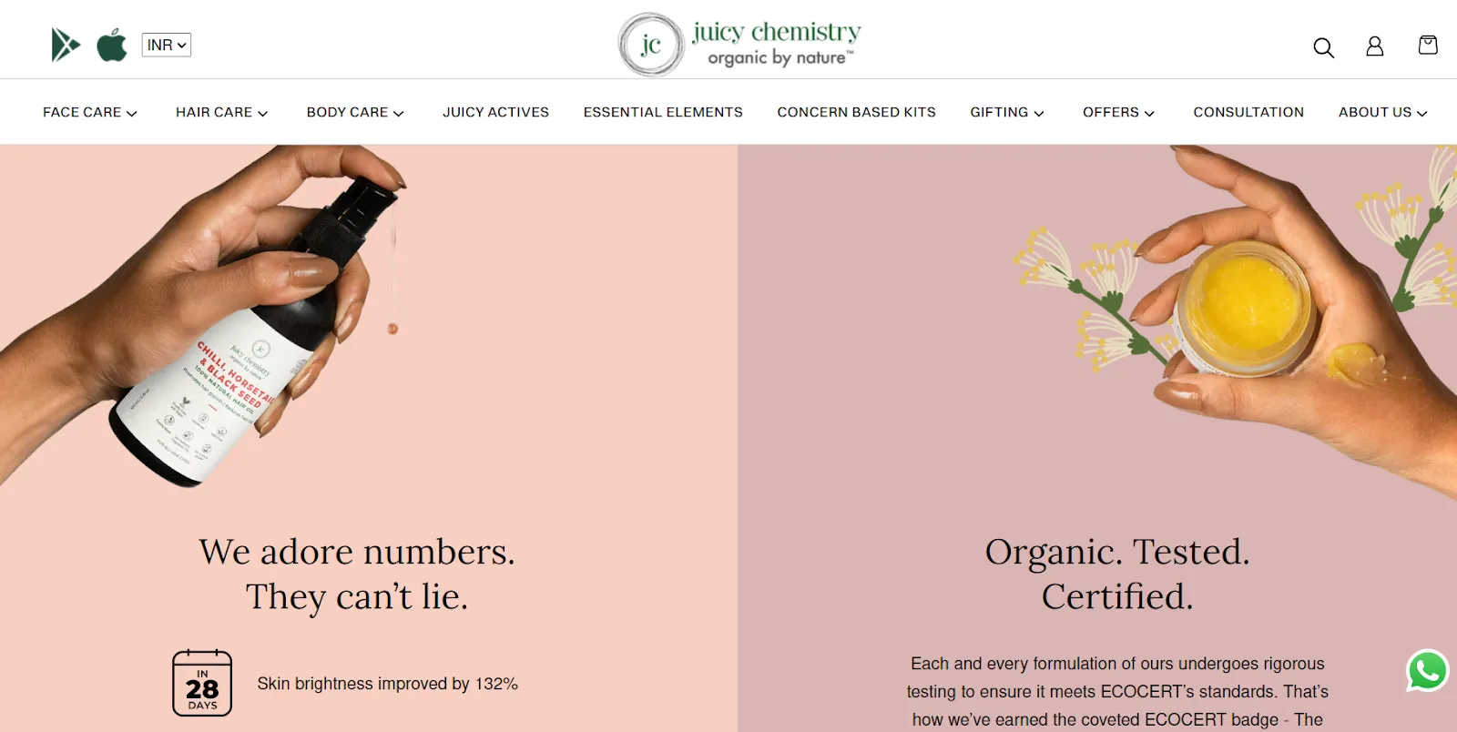Product landing page example: Juicy Chemistry
