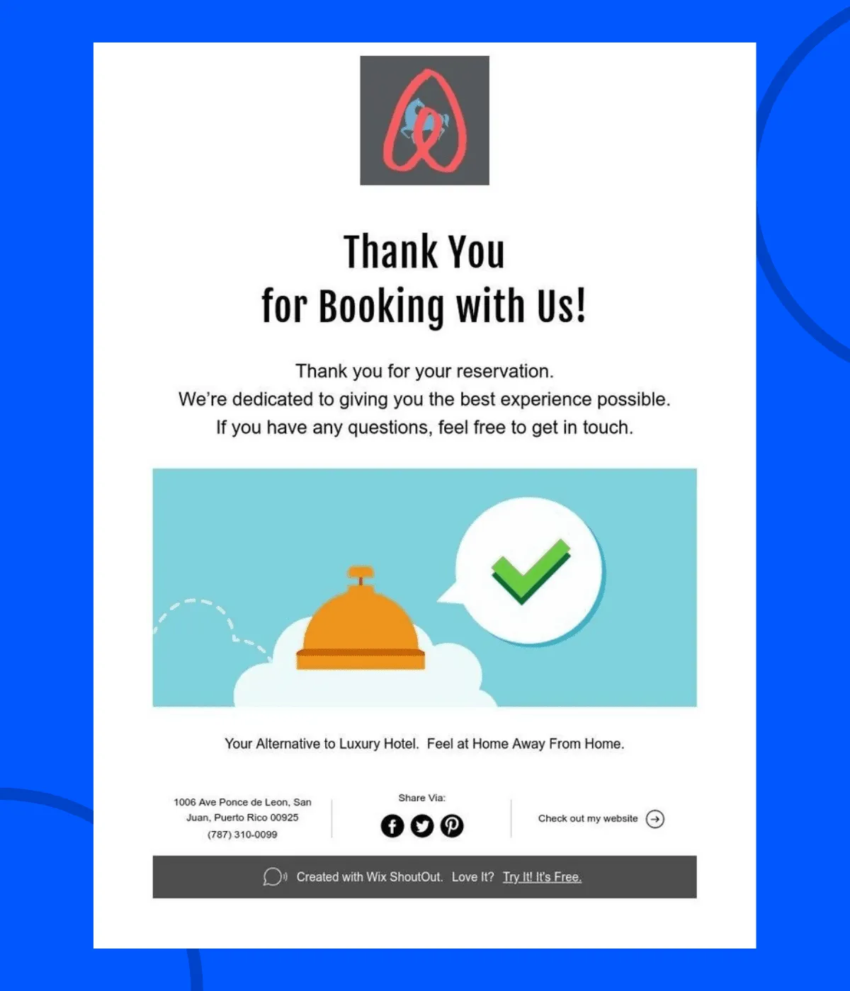 Booking with us thank you note