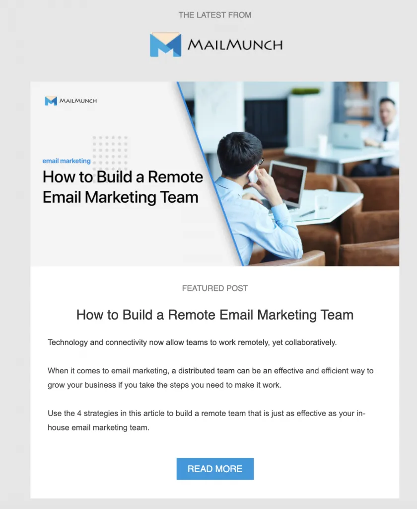 Blog round up email screen shot