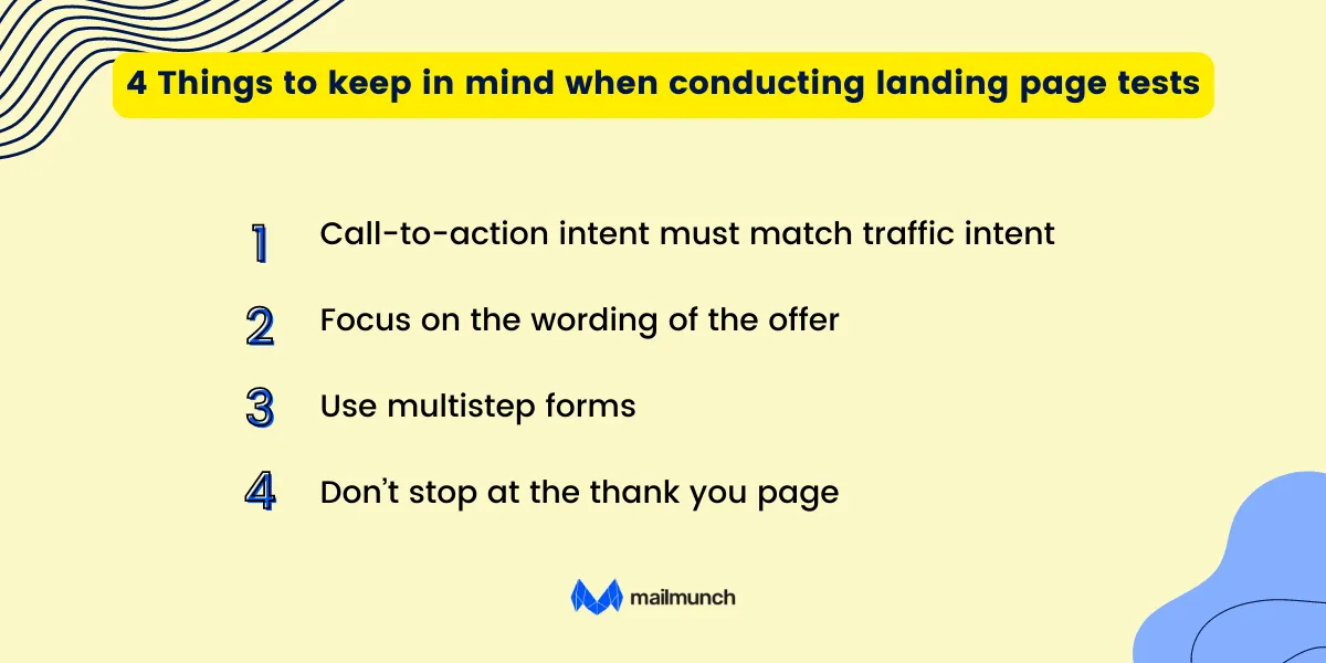 Infographic: 4 Things to keep in mind when conducting landing page tests