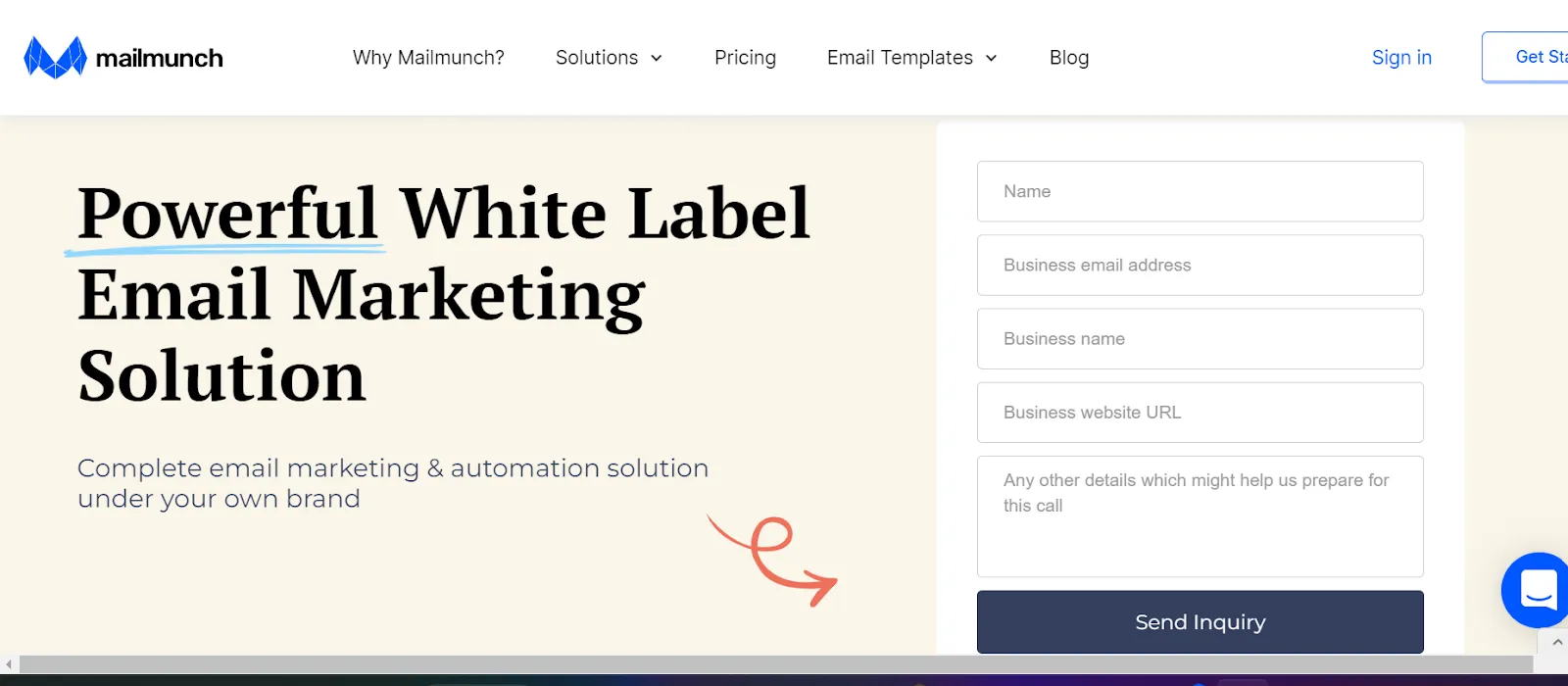 Mailmunch's white label page