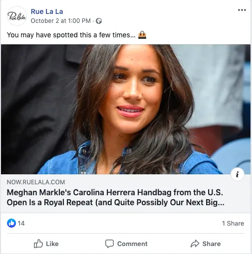screenshot from Rue La La facebook post