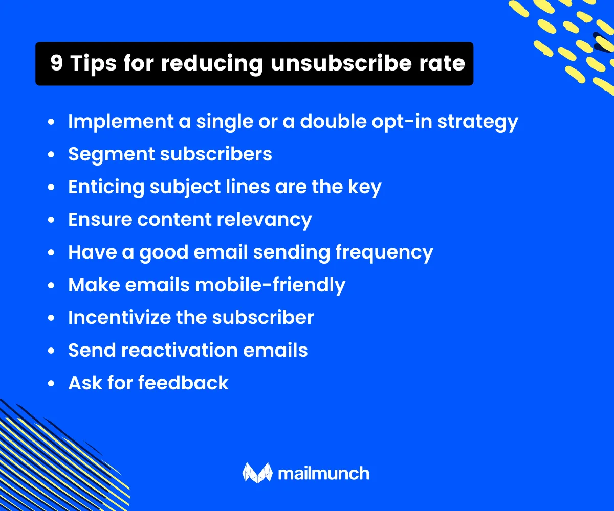 9 Tips for reducing unsubscribe rate