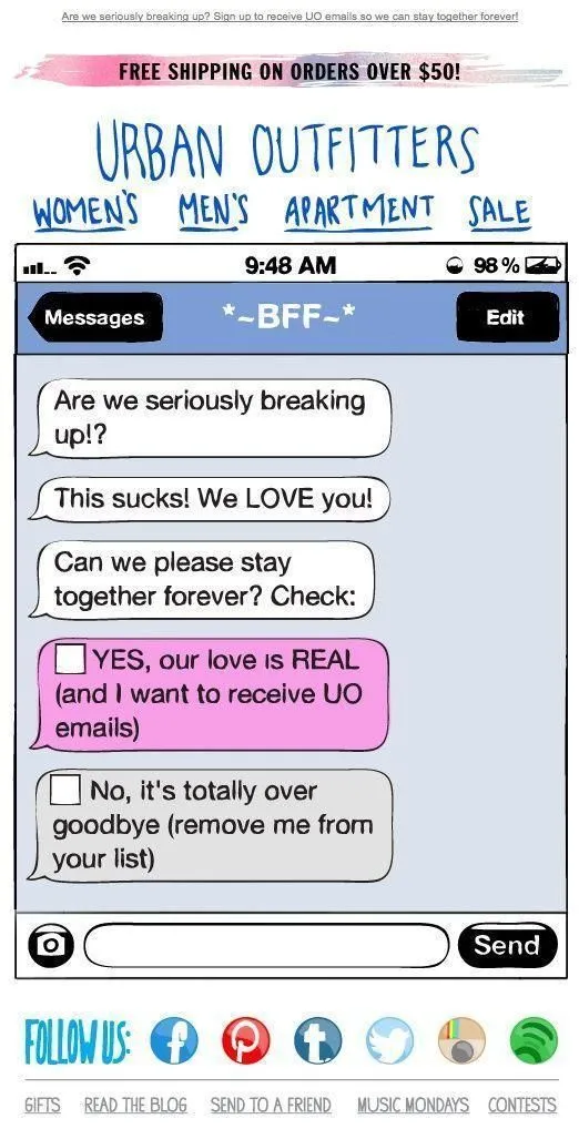 email designed as text conversation