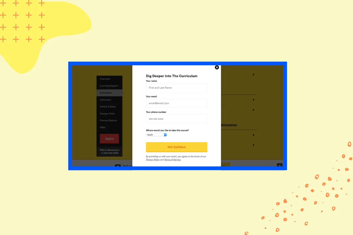 Feedback popup example