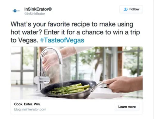 An example of a Twitter ad that drives engagement by asking a pressing question related to the brand and product