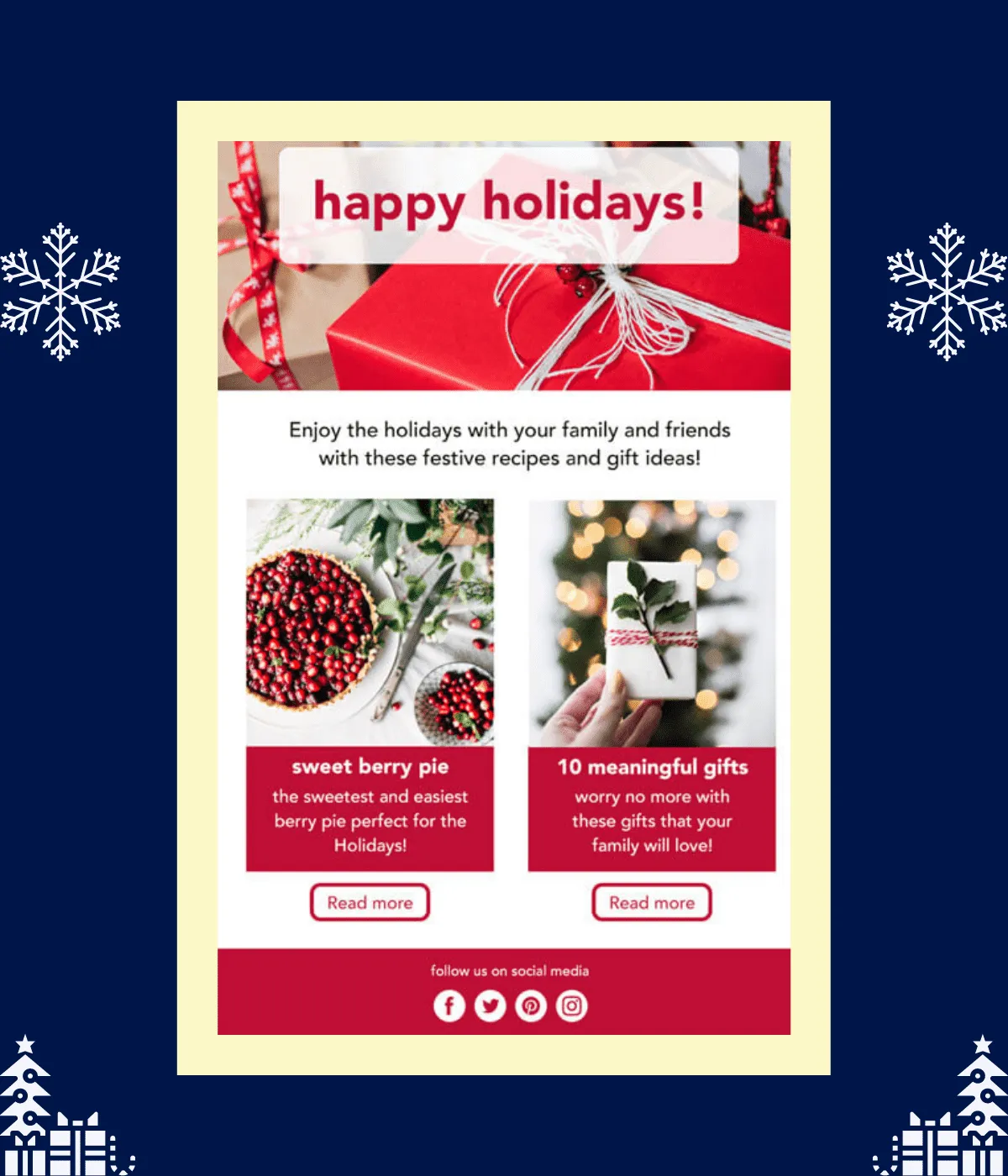 Festive email design template for Christmas
