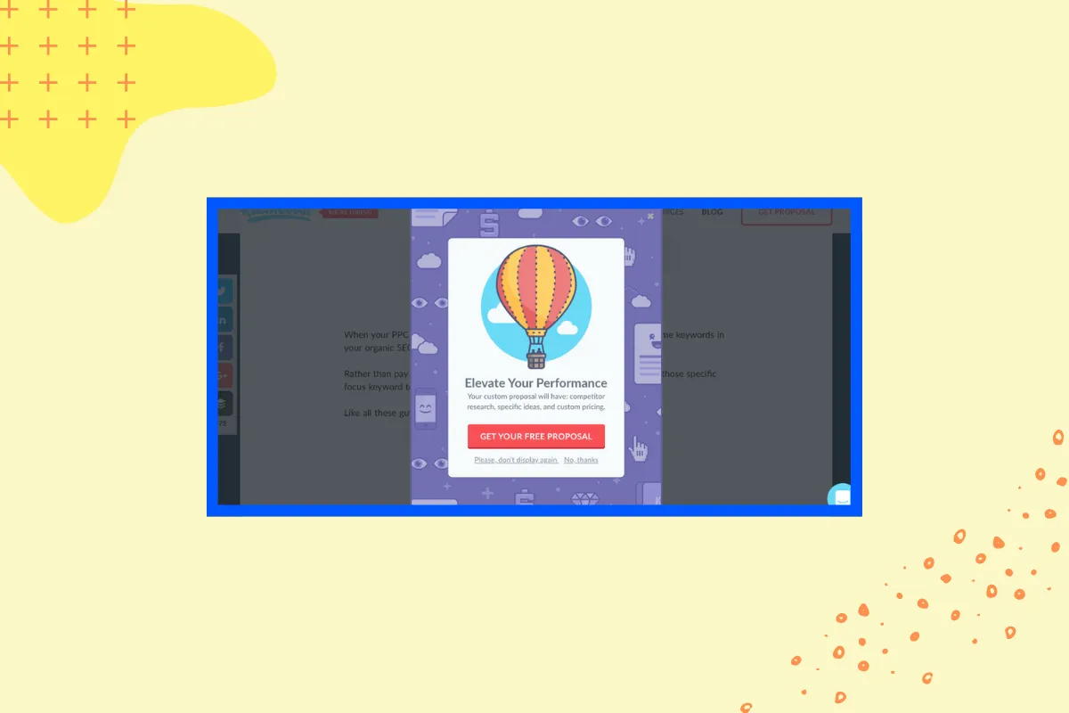 Custom offer popup example