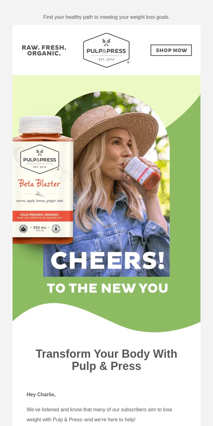 Personalized email example: Pulp & Press