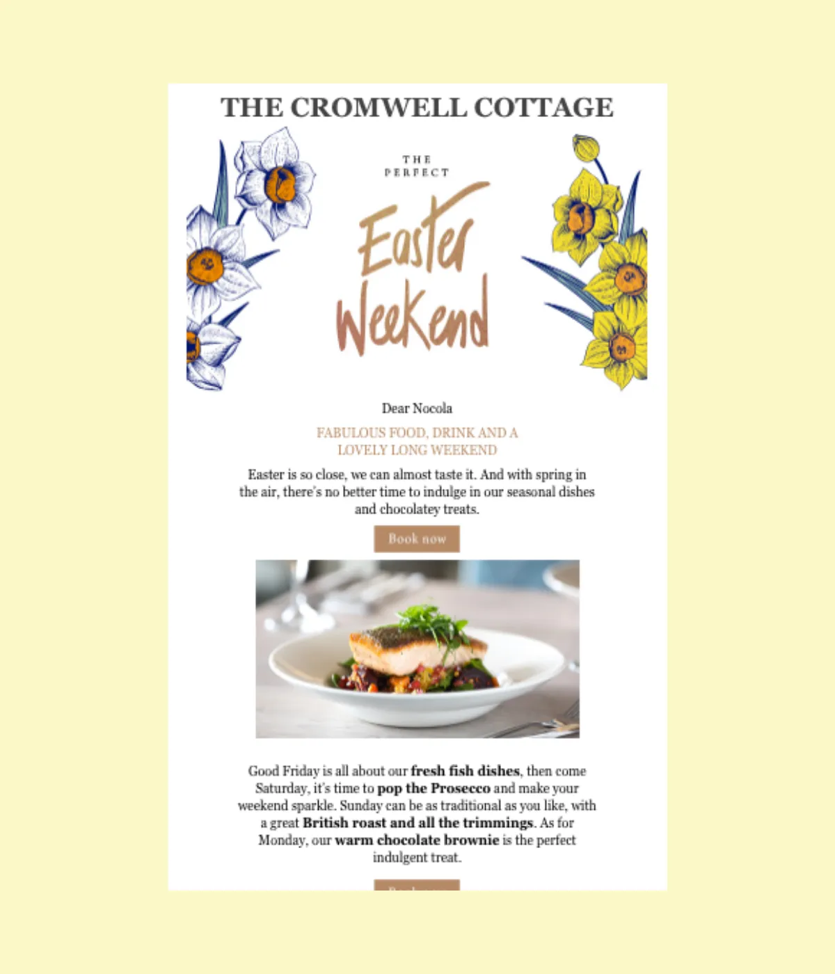 cromwell cottage easter email