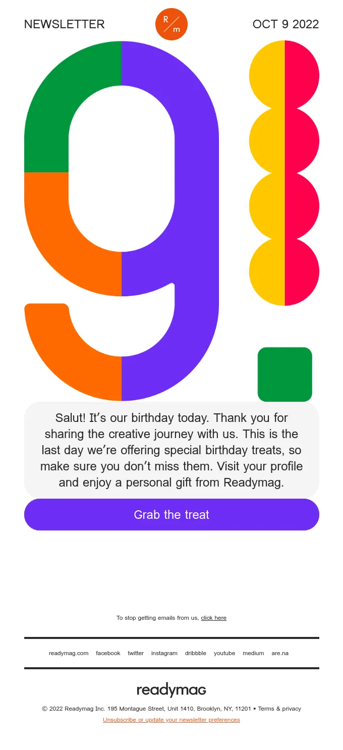 Marketing automation example: Birthday email