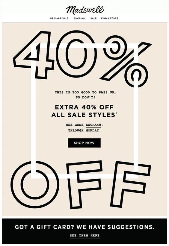 Madewell Flash Sale Email