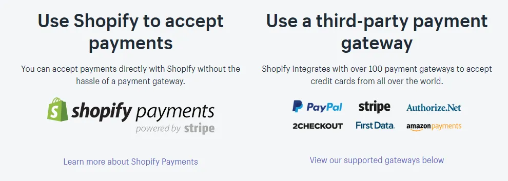 Shopify payment capabilities