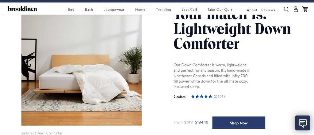 brooklinen landing page