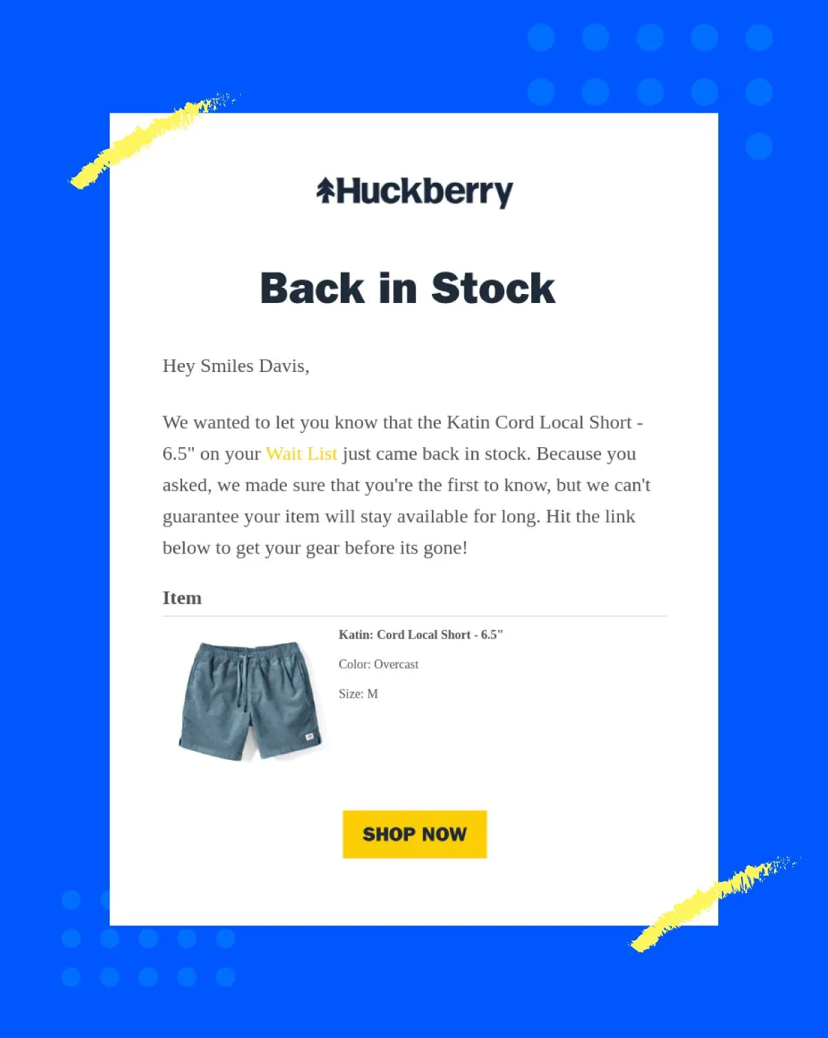 back in stock email example 4