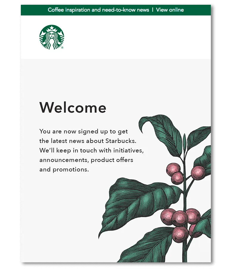 starbucks welcome email