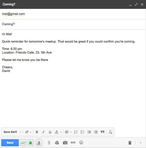 Event reminder email example # 6