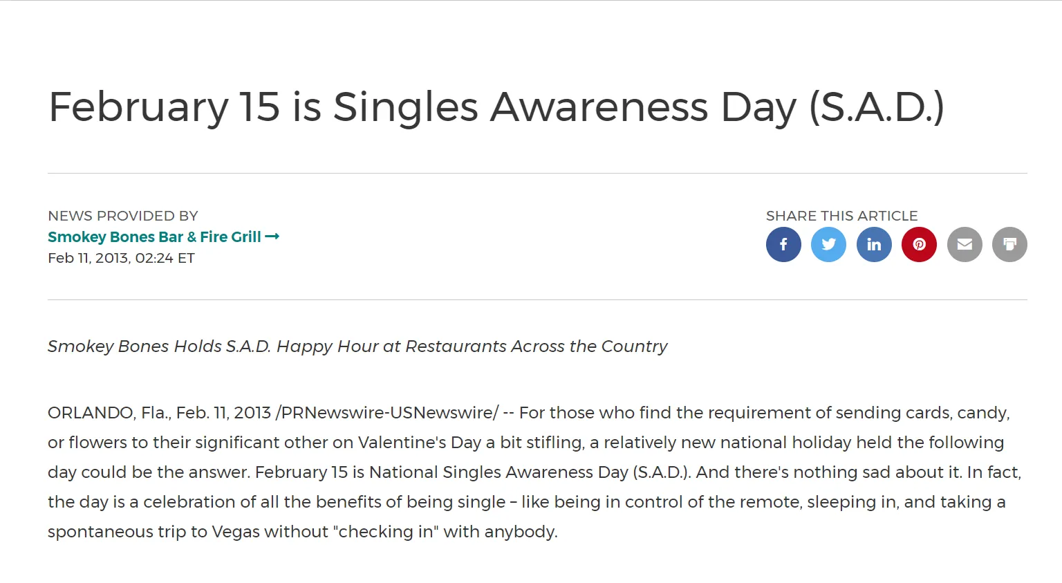 Singles Awareness Day: February Newsletter Ideas