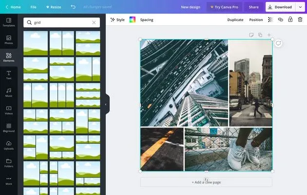 photogrid options in Canva